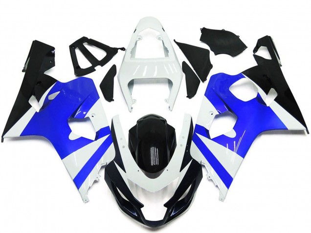 Blanc Bleu Noir Brillant Kits Carénages Moto Suzuki GSXR 600 / GSXR 750 2004-2005