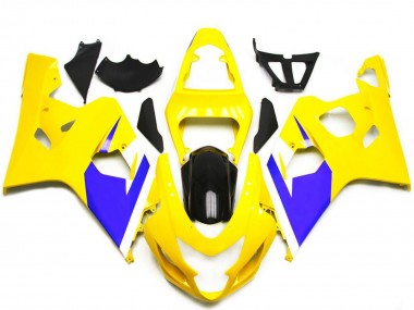 Jaune Bleu Blanc Noir Brillant Carénage Moto Suzuki GSXR 600 / GSXR 750 2004-2005 Pas Chère