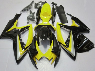Jaune Noir Brillant Carénage Moto Suzuki GSXR 600 / GSXR 750 2006-2007 Pas Chère