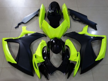 Jaune Néon Noir Brillant Noir Mat Carénage Moto Suzuki GSXR 600 / GSXR 750 2006-2007 Pas Chère