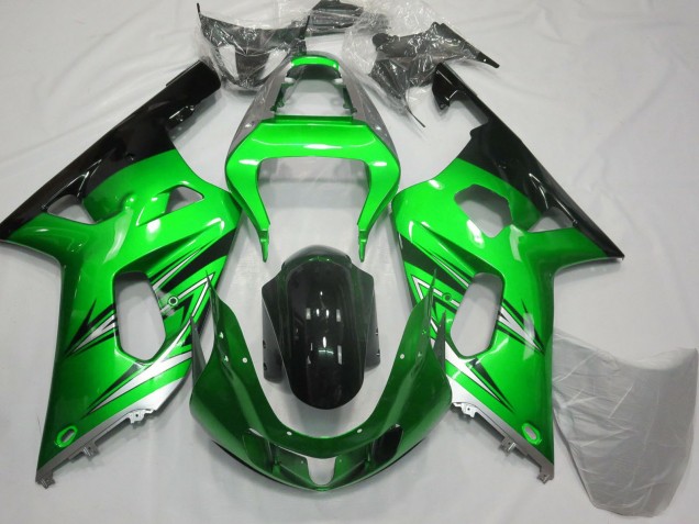 Vert Argent Noir Brillant Carénage Moto Suzuki GSXR 600 / GSXR 750 2001-2003