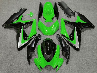 Vert Argent Noir Brillant OEM Style Carénage Moto Suzuki GSXR 600 / GSXR 750 2006-2007 Pas Chère