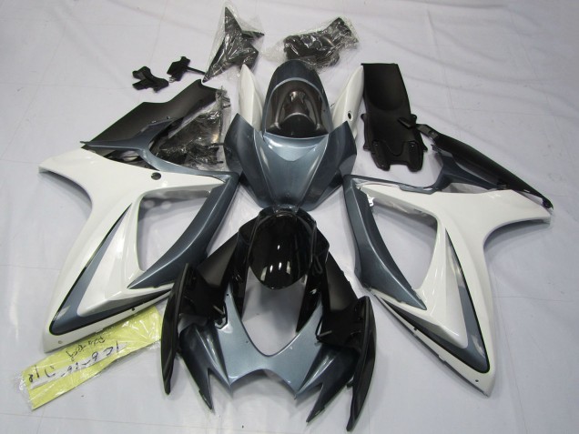 Blanc Gris Noir Brillant Carénage Moto Suzuki GSXR 600 / GSXR 750 2006-2007
