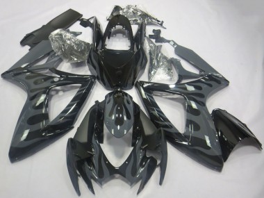 Gris Noir Flamme Carénage Moto Suzuki GSXR 600 / GSXR 750 2006-2007 Pas Chère