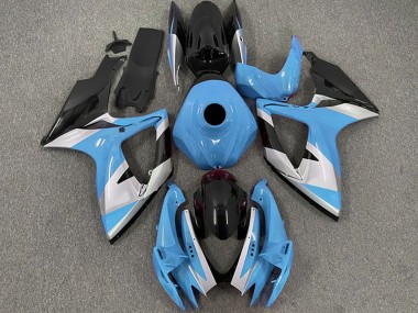 Bleu Clair Blanc Noir Brillant Carénage Moto Suzuki GSXR 600 / GSXR 750 2006-2007 Pas Chère