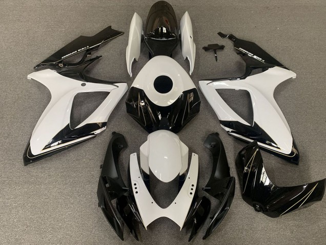 Blanc Noir Brillant Carénage Moto Suzuki GSXR 600 / GSXR 750 2006-2007