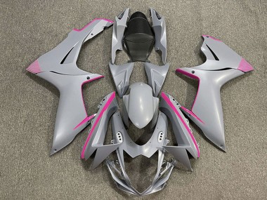 Nardo Gris Mat Rose Accents Carénage Moto Suzuki GSXR 600 / GSXR 750 2011-2024 Pas Chère