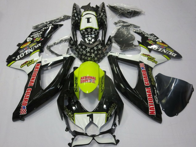 Blanc Jaune Rouge Noir National Guard Carénage Moto Suzuki GSXR 600 / GSXR 750 2008-2010