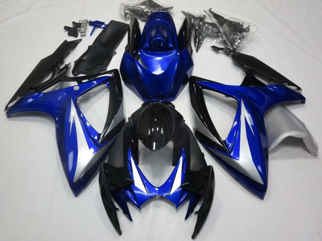 Bleu Argent Noir Brillant OEM Style Carénage Moto Suzuki GSXR 600 / GSXR 750 2006-2007