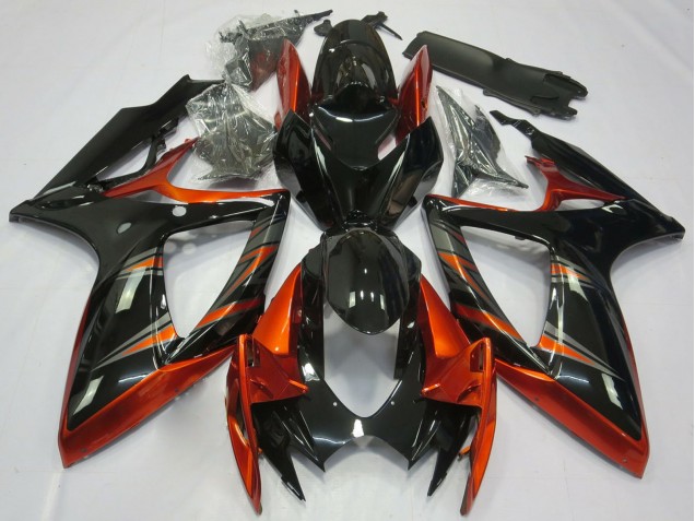 Orange Noir Brillant Carénage Moto Suzuki GSXR 600 / GSXR 750 2006-2007