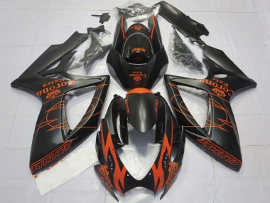 Noir Mat Orange Corona Extra Alstare Motul Carénage Moto Suzuki GSXR 600 / GSXR 750 2006-2007 Pas Chère