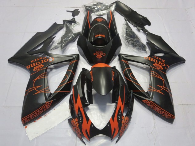 Noir Mat Orange Corona Extra Alstare Motul Carénage Moto Suzuki GSXR 600 / GSXR 750 2006-2007