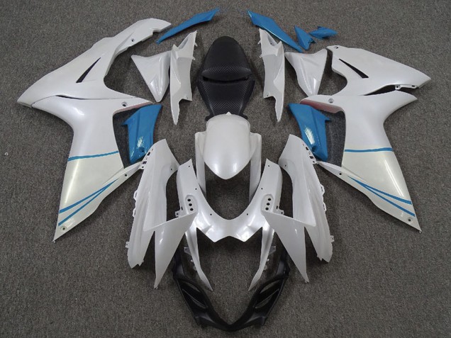 Blanc Bleu Perle Clair Carénage Moto Suzuki GSXR 600 / GSXR 750 2011-2024