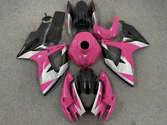 Rose Argent Noir Brillant Carénage Moto Suzuki GSXR 600 / GSXR 750 2006-2007