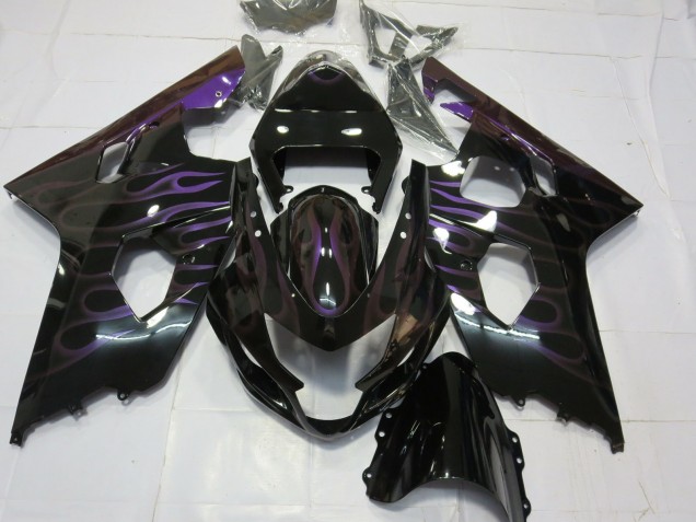 Noir Brillant Violet Flamme Carénage Moto Suzuki GSXR 600 / GSXR 750 2004-2005