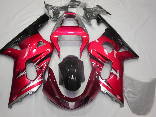 Rouge Argent Noir Brillant Carénage Moto Suzuki GSXR 600 / GSXR 750 2001-2003