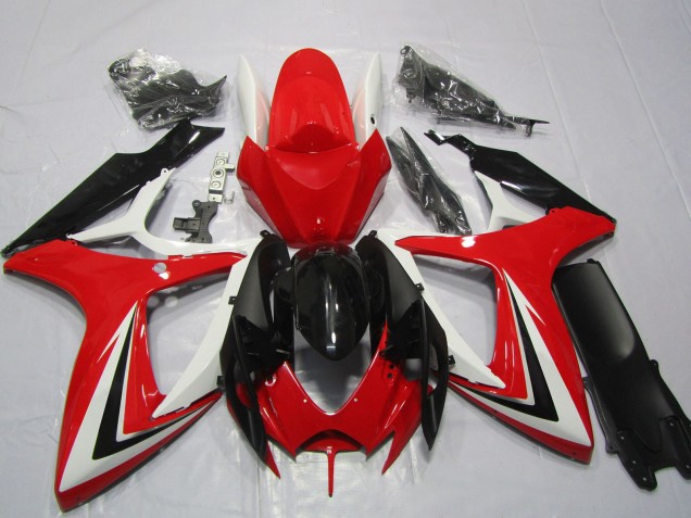 Blanc Rouge Noir Brillant Bande Carénage Moto Suzuki GSXR 600 / GSXR 750 2006-2007