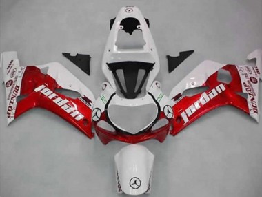 Blanc Rouge Jordan Dunlop Carénage Moto Suzuki GSXR 600 / GSXR 750 2001-2003 Pas Chère