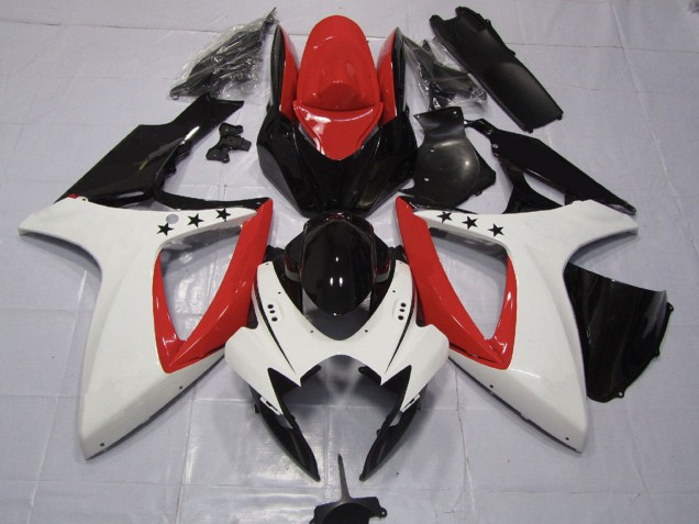 Rouge Blanc Noir Brillant Carénage Moto Suzuki GSXR 600 / GSXR 750 2006-2007