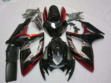 Rouge Noir Brillant Carénage Moto Suzuki GSXR 600 / GSXR 750 2006-2007 Pas Chère