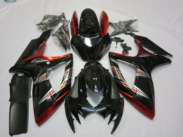 Rouge Noir Brillant Carénage Moto Suzuki GSXR 600 / GSXR 750 2006-2007