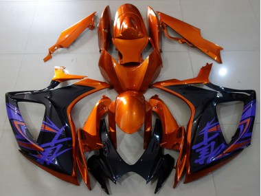 Orange Noir Brillant Bleu Carénage Moto Suzuki GSXR 600 / GSXR 750 2006-2007 Pas Chère