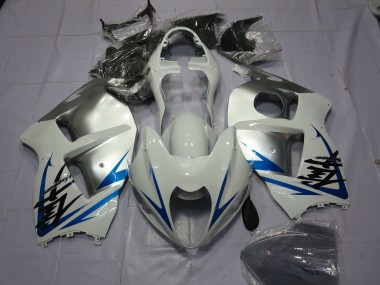 Blanc Argent Bleu Carénage Moto Suzuki GSXR 1300 1996-2007 Pas Chère