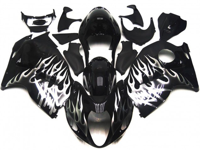 Noir Brillant Argent Flamme Carénage Moto Suzuki GSXR 1300 1996-2007