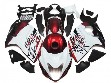Blanc Brillant Rouge Foncé Carénage Moto Suzuki GSXR 1300 2008-2020 Pas Chère