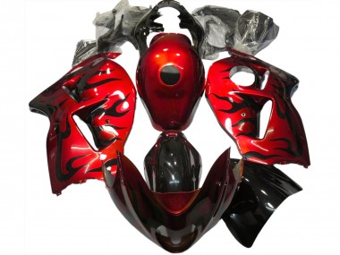 Rouge Noir Flamme Carénage Moto Suzuki GSXR 1300 1996-2007 Pas Chère