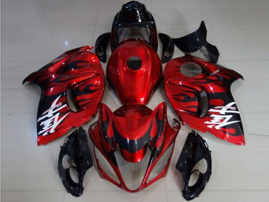 Rouge Noir Flamme Carénage Moto Suzuki GSXR 1300 2008-2020 Pas Chère