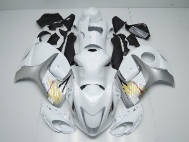 Blanc Argent Jaune Carénage Moto Suzuki GSXR 1300 2008-2020 Pas Chère