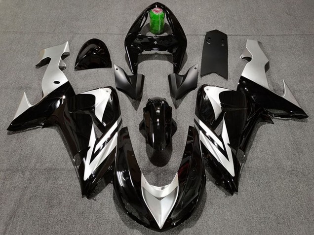 Noir Brillant Argent Carénage Moto Kawasaki ZX10R 2006-2007