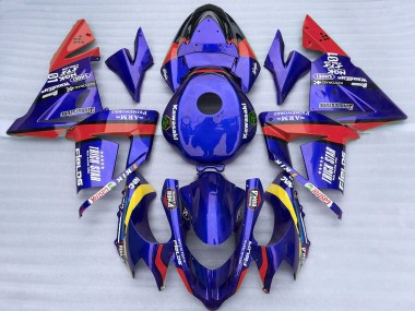 Bleu Rouge Trick Star Carénage Moto Kawasaki ZX10R 2004-2005 Pas Chère
