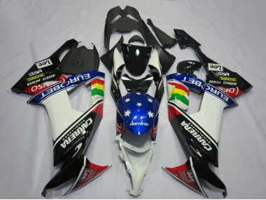 Noir Brillant Blanc Bleu Rouge Eurobet Lee Carrera Étoile Carénage Moto Kawasaki ZX10R 2008-2010 Pas Chère