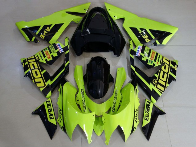 Personnalisé Haute Visibilité Jaune Carénage Moto Kawasaki ZX10R 2004-2005