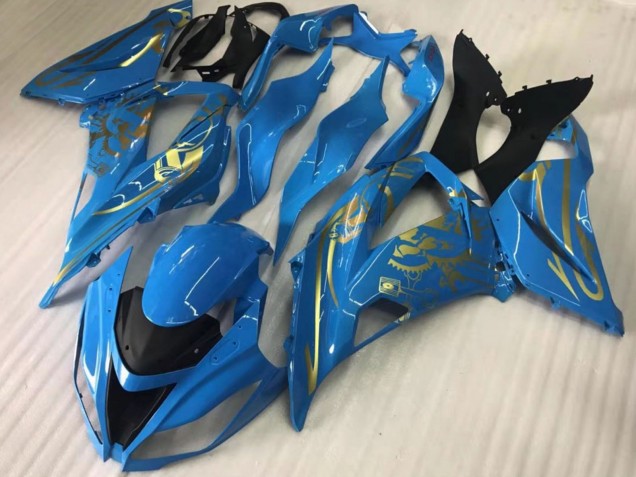 Bleu Or Carénage Moto Kawasaki ZX10R 2016-2020