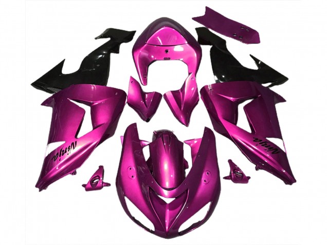 Rose Noir Brillant Carénage Moto Kawasaki ZX10R 2006-2007