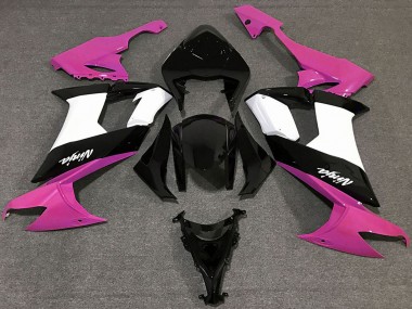 Rose Brillant Noir Blanc Carénage Moto Kawasaki ZX10R 2008-2010 Pas Chère