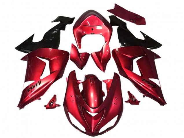Rouge Noir Brillant Carénage Moto Kawasaki ZX10R 2006-2007
