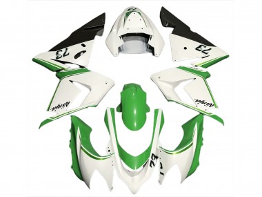 Blanc Brillant Vert Carénage Moto Kawasaki ZX10R 2004-2005 Pas Chère