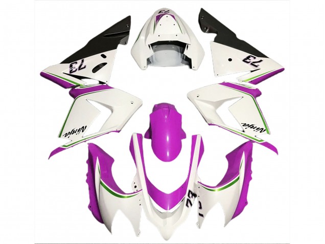 Blanc Brillant Rose Carénage Moto Kawasaki ZX10R 2004-2005