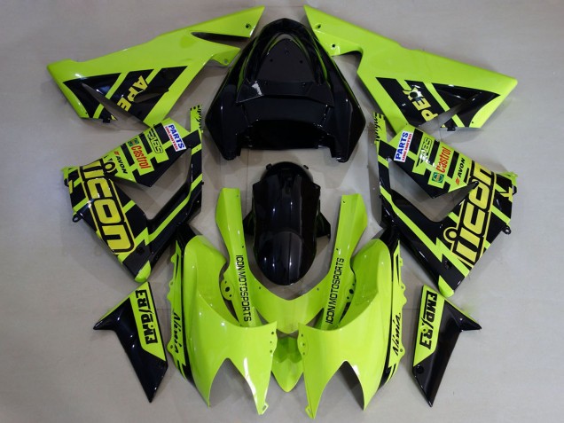Haute Visibilité Jaune Noir Carénage Moto Kawasaki ZX10R 2004-2005