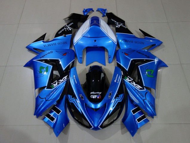 Bleu Liquide Noir Brillant Carénage Moto Kawasaki ZX10R 2006-2007