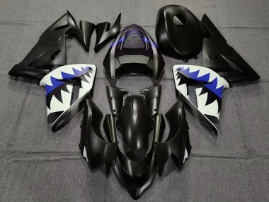 Noir Mat Bleu Foncé Requin Carénage Moto Kawasaki ZX10R 2004-2005 Pas Chère
