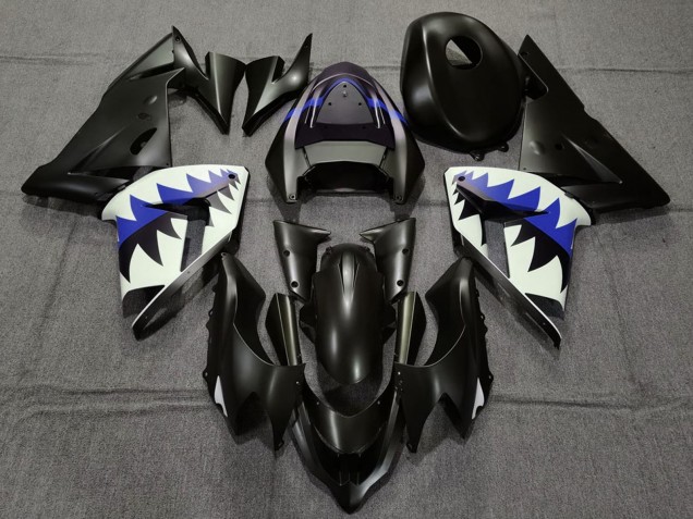 Noir Mat Bleu Foncé Requin Carénage Moto Kawasaki ZX10R 2004-2005