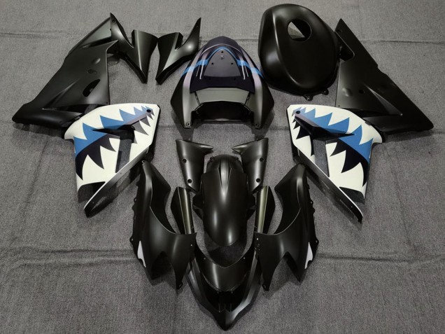 Noir Mat Bleu Clair Requin Carénage Moto Kawasaki ZX10R 2004-2005