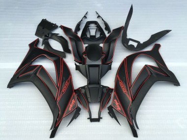 Noir Mat Rouge Carénage Moto Kawasaki ZX10R 2011-2015 Pas Chère