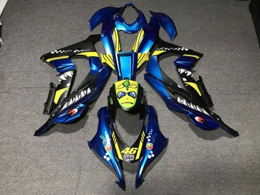 Bleu Métallisé Jaune Requin 46 Carénage Moto Kawasaki ZX10R 2016-2020 Pas Chère