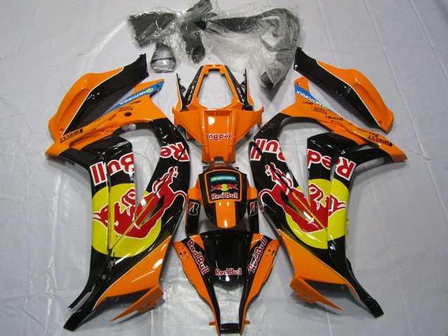 Orange Jaune Noir Brillant Red Bull Carénage Moto Kawasaki ZX10R 2011-2015